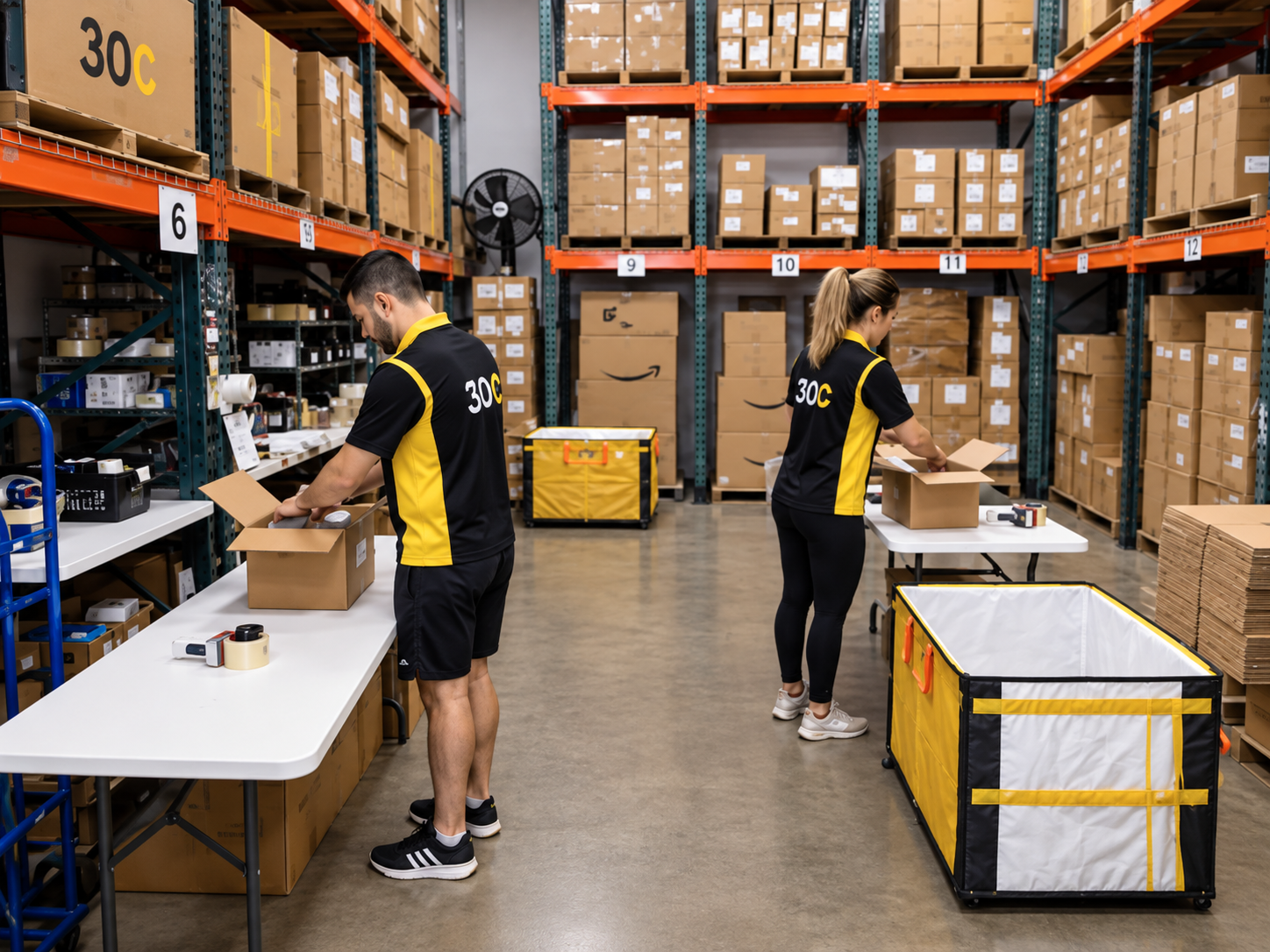 The Prep30Cents team carefully packing orders at the warehouse